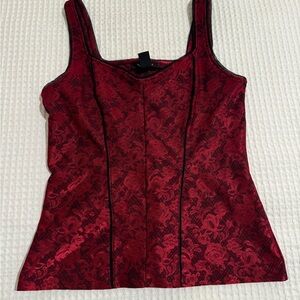 Red Floral Corset Top